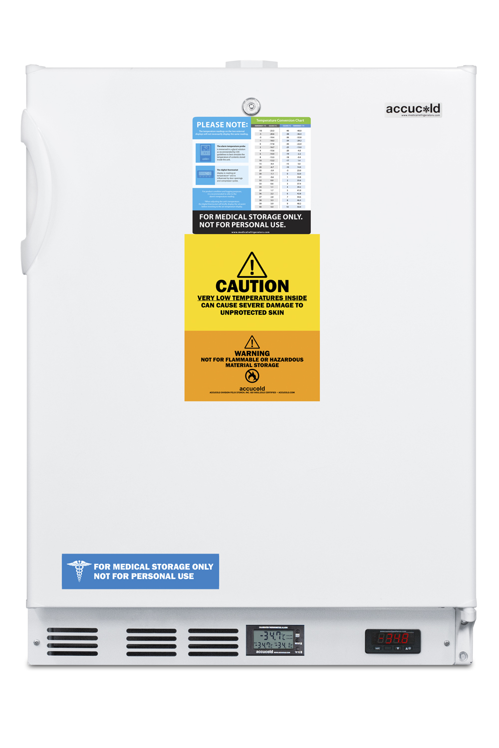 Built-in undercounter ADA compliant laboratory freezer capable of -35 C (-31 F) operation